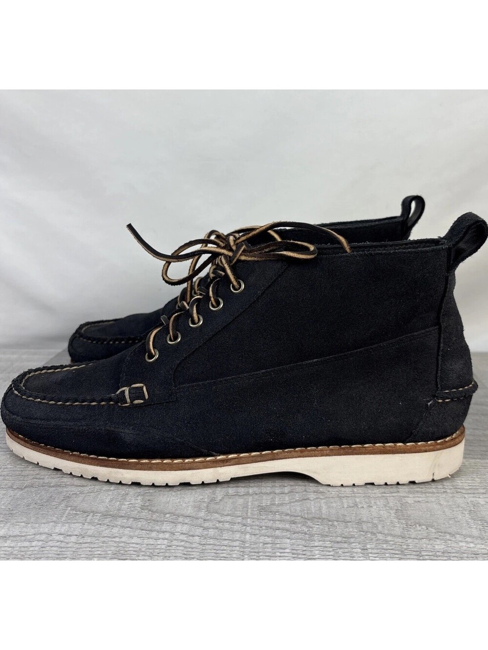 Lucky Brand Mens 11 Blue Suede Moc Toe Chukka Boots Ankle Shoes 10606 Size 11M - Picture 1 of 12